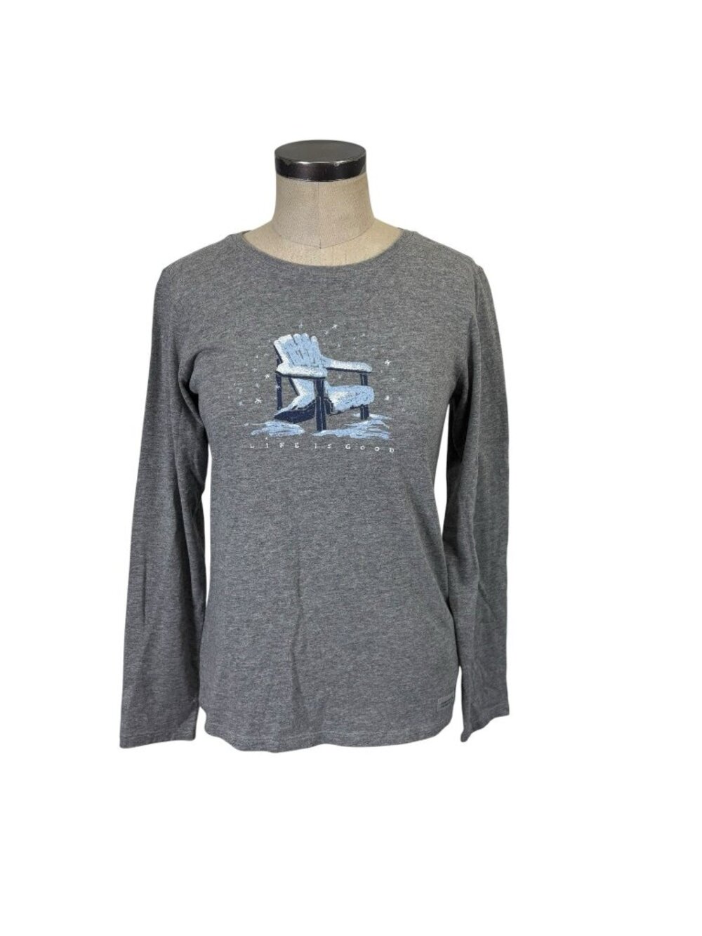 Life Is Good Long Sleeve T Shirt Small Gray